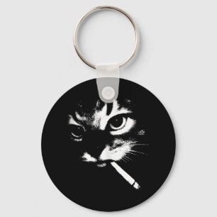 Cigarette Kitten Funny Smoking Cat Meme Gangster C Nyckelring