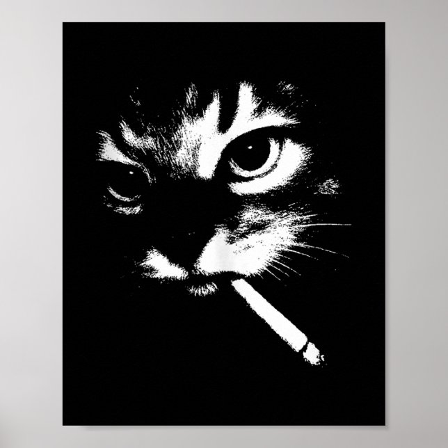 Cigarette Kitten Funny Smoking Cat Meme Gangster C Poster (Framsidan)