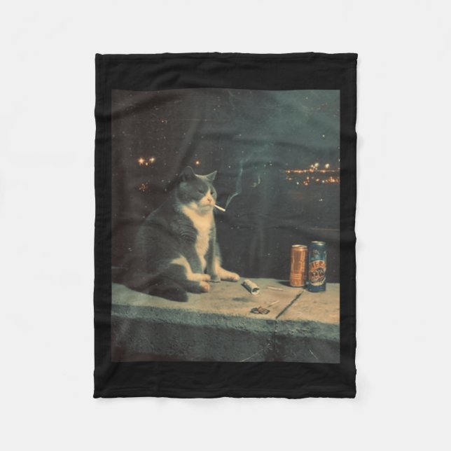 Cigarette Kitten Funny Smoking Cat Meme Stud Brain Fleecefilt (Framsidan)