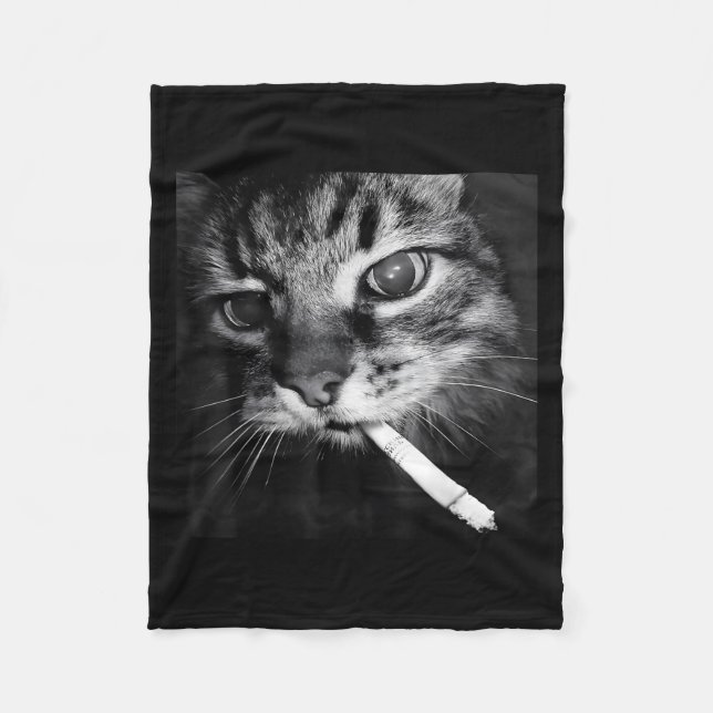 Cigarette Kitten Funny Smoking Cat Meme Stud Brain Fleecefilt (Framsidan)