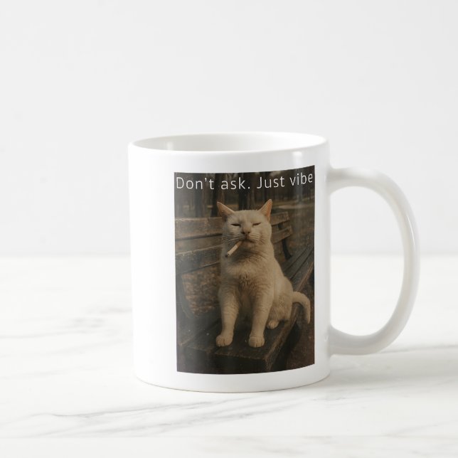 Cigarette Kitten Funny Smoking Cat Meme Stud Brain Kaffemugg (Höger)