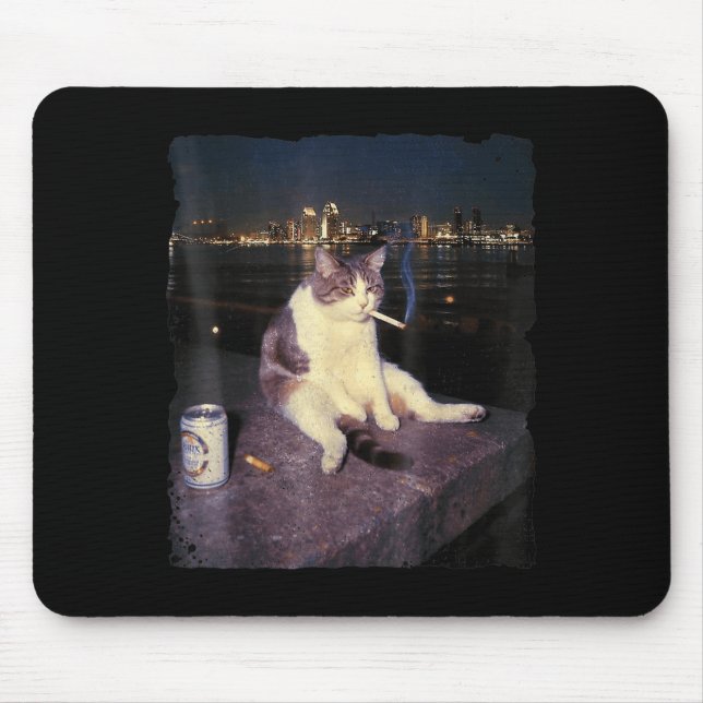 Cigarette Kitten Funny Smoking Cat Meme Stud Brain Musmatta (Framsidan)