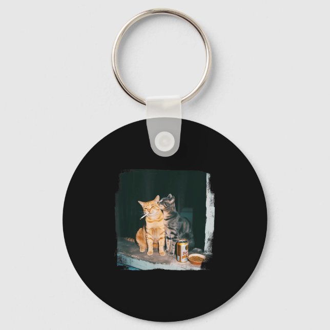 Cigarette Kitten Funny Smoking Cat Meme Stud Brain Nyckelring (Framsida)