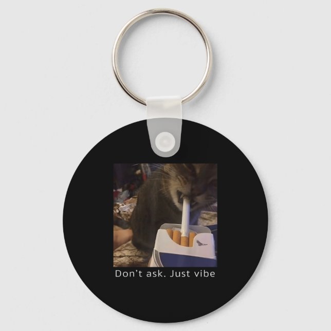 Cigarette Kitten Funny Smoking Cat Meme Stud Brain Nyckelring (Framsida)