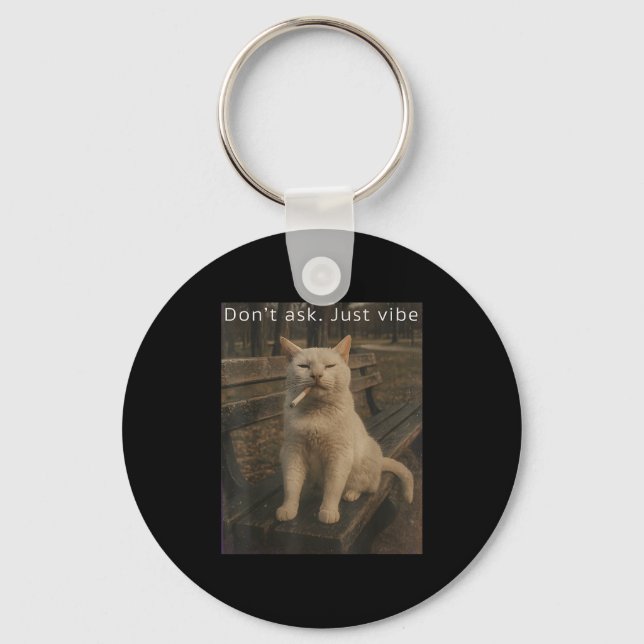 Cigarette Kitten Funny Smoking Cat Meme Stud Brain Nyckelring (Framsida)