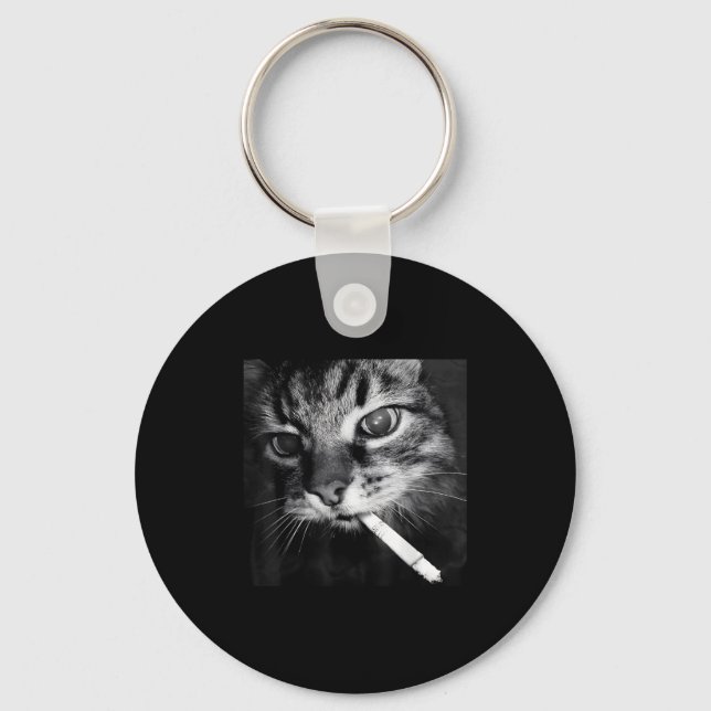 Cigarette Kitten Funny Smoking Cat Meme Stud Brain Nyckelring (Framsida)