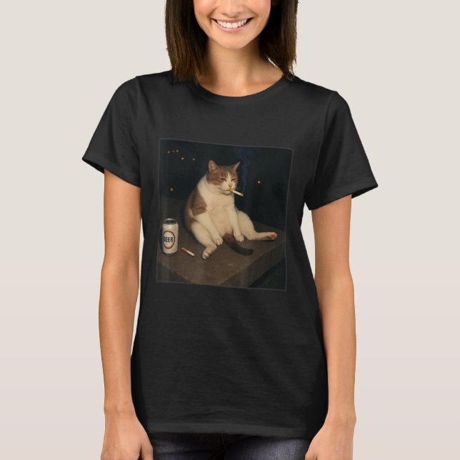 Cigarette Kitten Funny Smoking Cat Meme Stud T Shirt (Framsida)