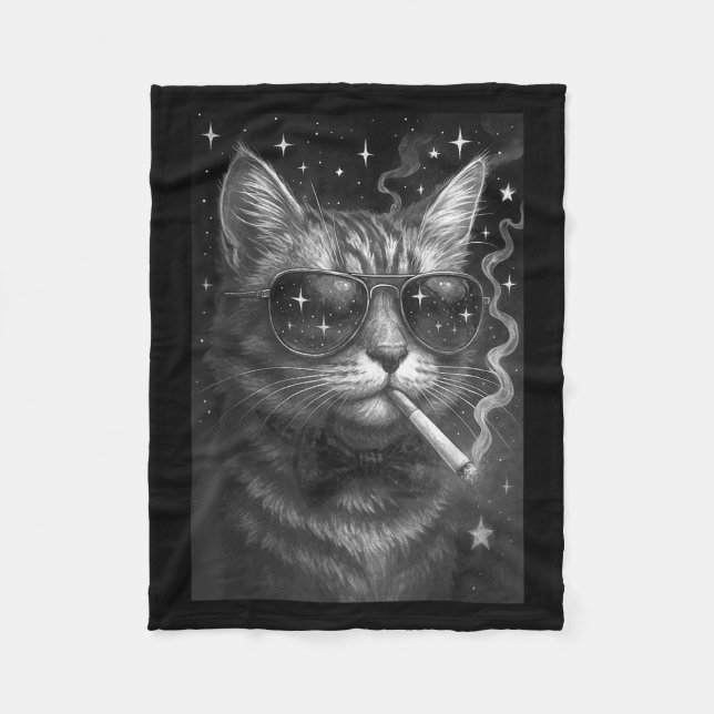 Cigarette Kitten Funny Smoking Cat Meme Stupid Bra Fleecefilt (Framsidan)
