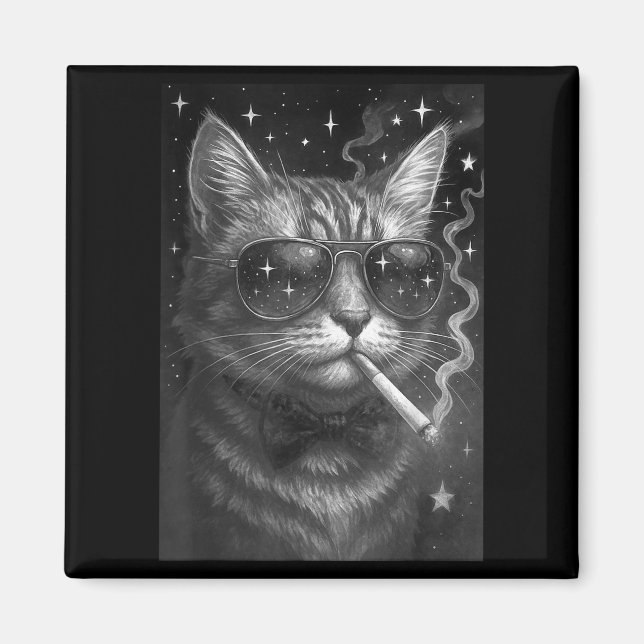 Cigarette Kitten Funny Smoking Cat Meme Stupid Bra Magnet (Framsidan)