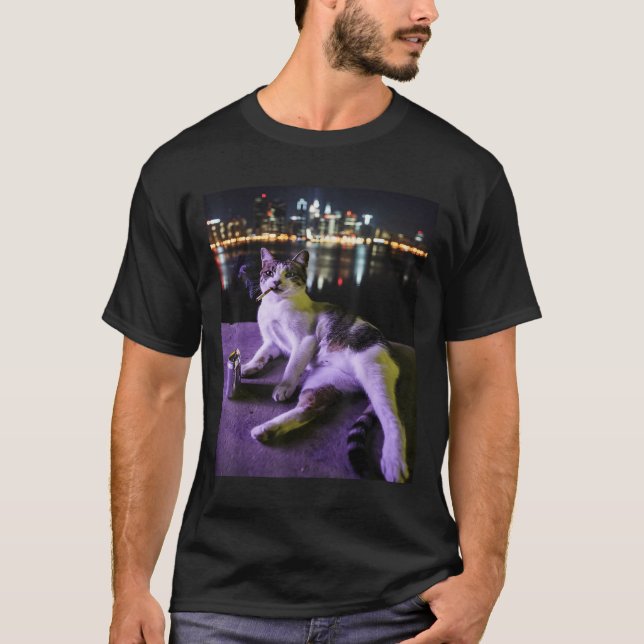 Cigarette Kitten Funny Smoking Cat Meme Stupid Bra T Shirt (Framsida)
