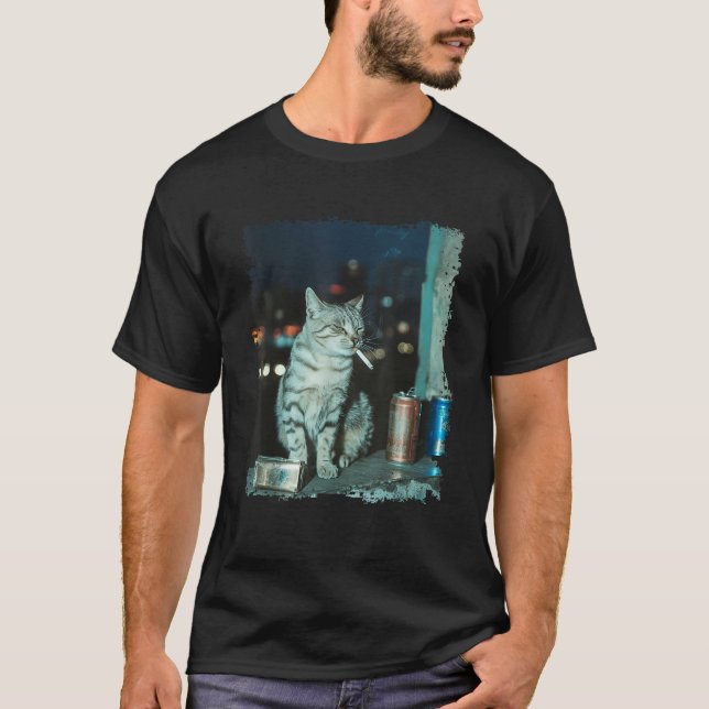 Cigarette Kitten Funny Smoking Cat Meme Stupid Bra T Shirt (Framsida)