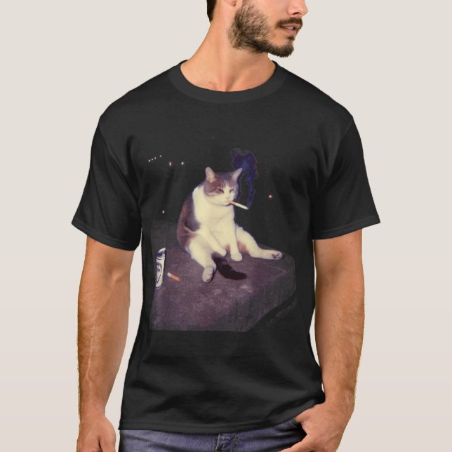 Cigarette Kitten Funny Smoking Cat Meme Stupid Jok T Shirt (Framsida)