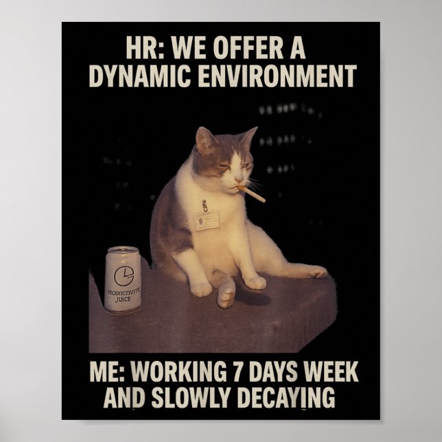 Cigarette Kitten Funny Smoking Cat Meme Work Life Poster (Framsidan)