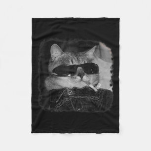 Cigarette Kitten Gang Cat Smoking Cigarette Funny Fleecefilt