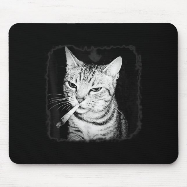 Cigarette Kitten Gang Cat Smoking Cigarette Funny Musmatta (Framsidan)