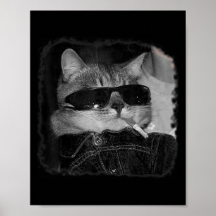 Cigarette Kitten Gang Cat Smoking Cigarette Funny Poster