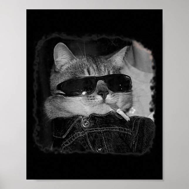 Cigarette Kitten Gang Cat Smoking Cigarette Funny Poster (Framsidan)