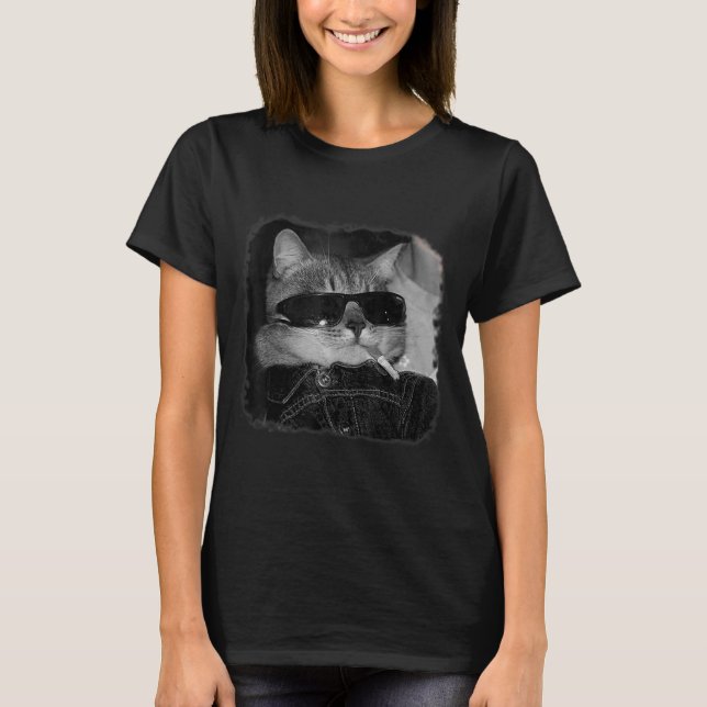 Cigarette Kitten Gang Cat Smoking Cigarette Funny T Shirt (Framsida)