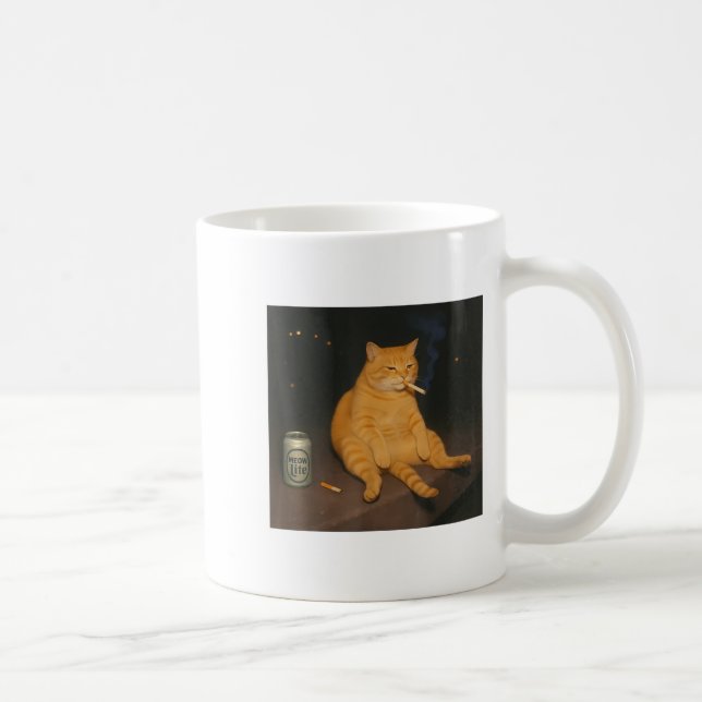 Cigarette Kitten Gen Z Joke Smoking Cat Meme Stud Kaffemugg (Höger)