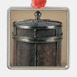 Cigaretten boxas med shagreen sidor, 1928 julgransprydnad metall