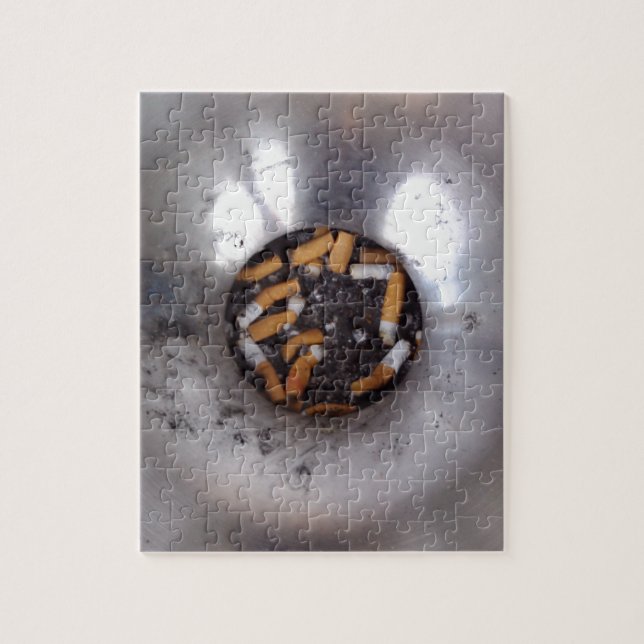 Cigarettknappar i Silver Rökare Ashtray, lustigt Pussel (Vertikal)