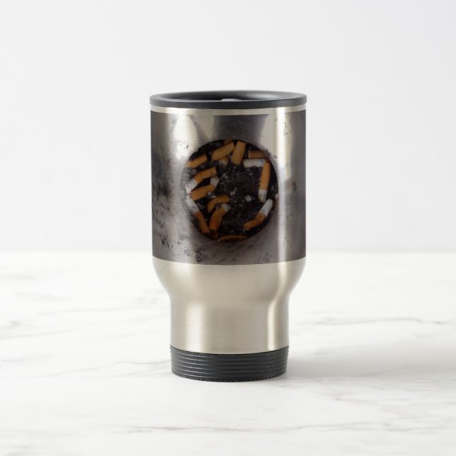Cigarettknappar i Silver Rökare Ashtray, lustigt Resemugg (Center)