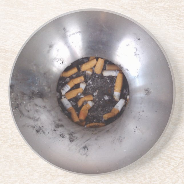 Cigarettknappar i Silver Rökare Ashtray, lustigt Underlägg Sandsten (Framsidan)
