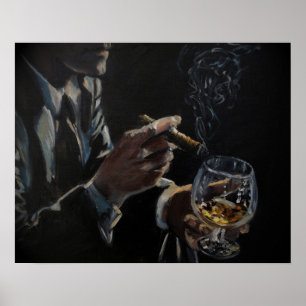 Cigarr- & Cognac affischtryck Poster