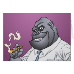 Cigarr som röker gorillan för affärsmanchef vid hälsningskort