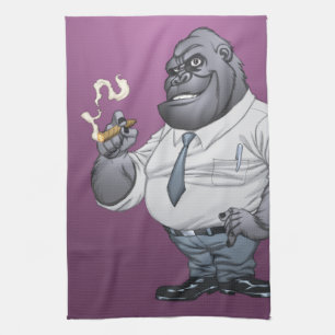 Cigarr som röker gorillan för affärsmanchef vid kökshandduk