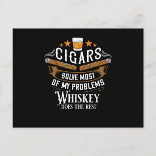 Cigarrer löser de flesta av mina problem Whiskey Vykort