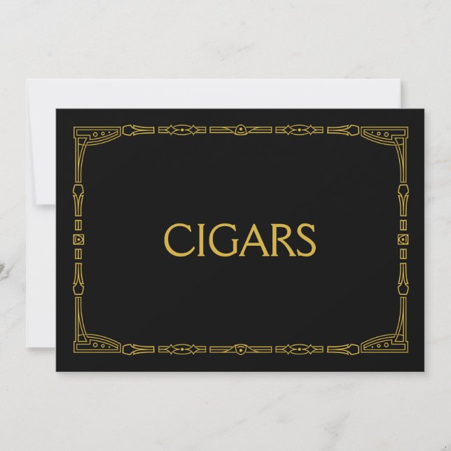 "Cigarrers" Guld Art Deco Stil Bröllopsskylt (Framsida)