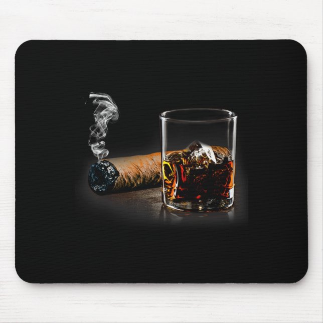 Cigarrett och bourbon fantastisk present för cigar musmatta (Framsidan)