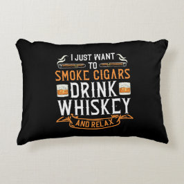 Cigarrett och Whiskey-citat  Prydnadskudde