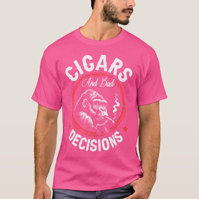 Cigars And Bad Decisions Small Black T Shirt (Framsida)