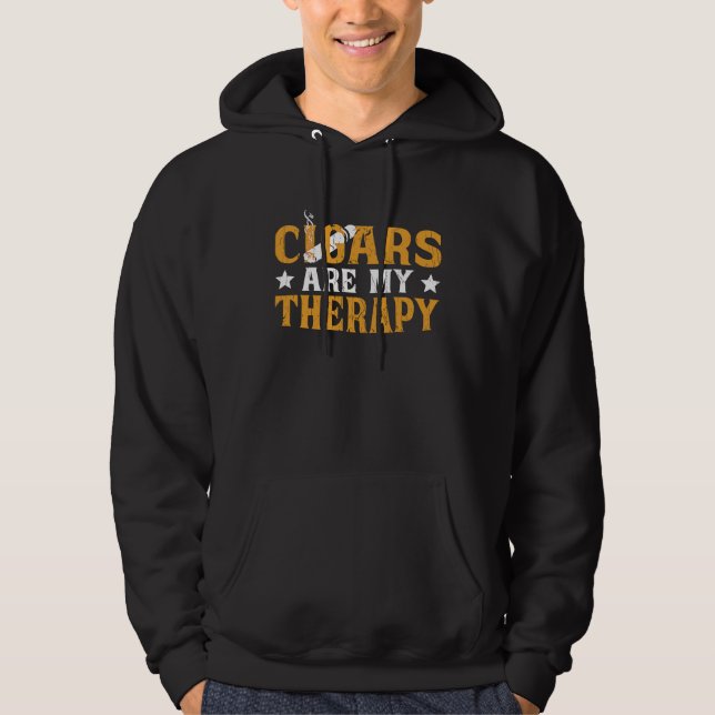 Cigars Are My Therapy  Cigar Smoker Cigar For Men Hoodie (Framsida)