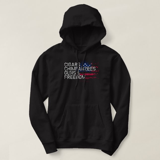 Cigars CHIMPANZEES Guns & Freedom Hoodie (Design framsida)