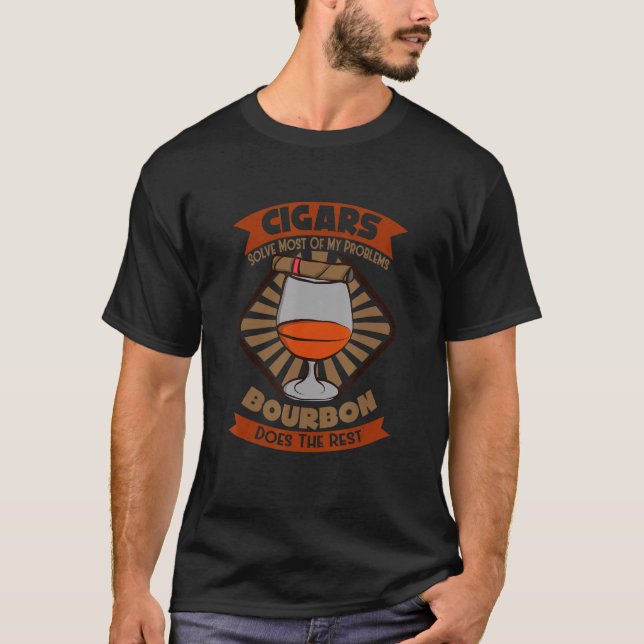 Cigars löser de flesta av mina problem Bourbon T Shirt (Framsida)