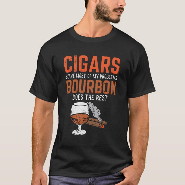 Cigars löser de flesta av mina problem Bourbon T Shirt (Framsida)