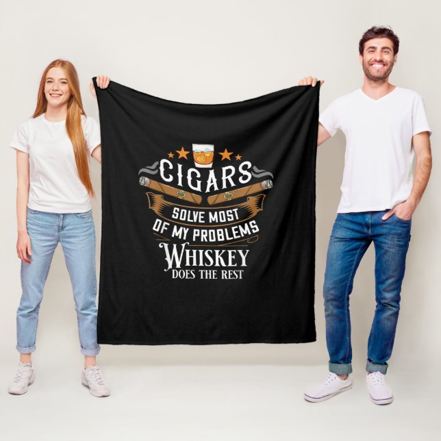 Cigars löser de flesta av mina problem Whiskey Fleecefilt (På plats)