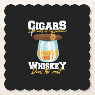 Cigars löser de flesta av mina problem whisky underlägg papper