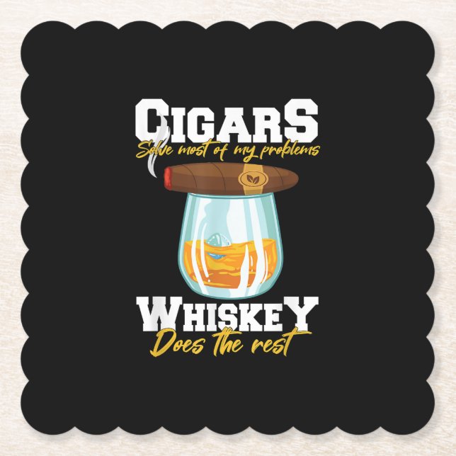 Cigars löser de flesta av mina problem whisky underlägg papper (Framsida)