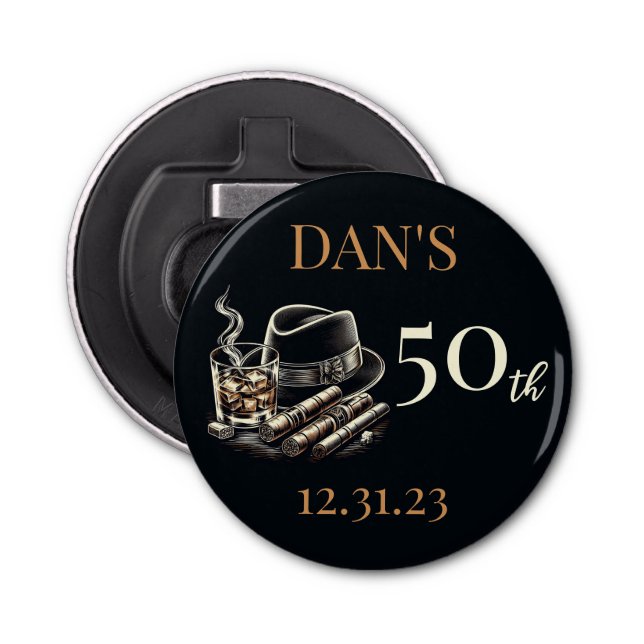 Cigars och Bourbon Birthday Flasköppnare (Framsidan)