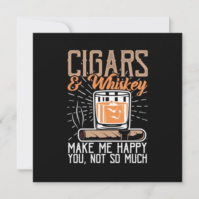 Cigars och Whiskey gör mig Lycklig Inbjudningar (Framsida)