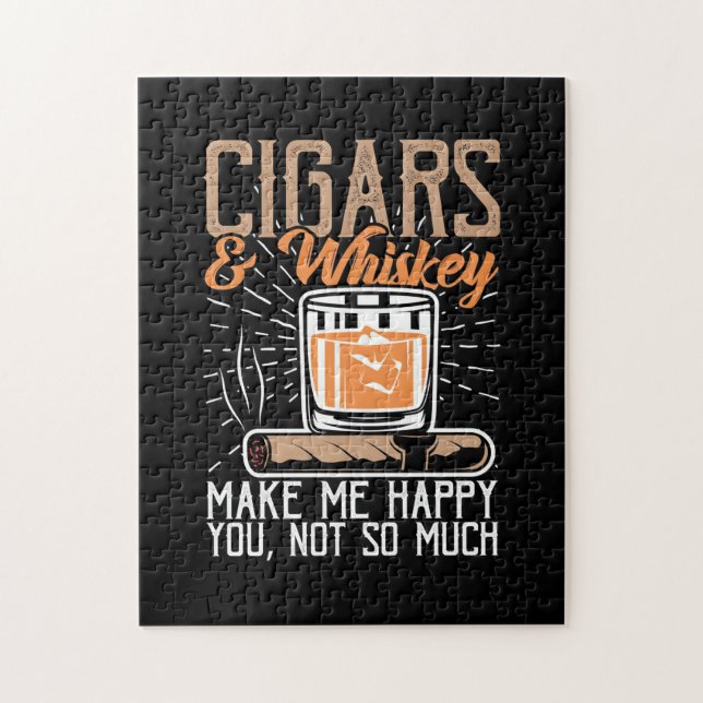 Cigars och Whiskey gör mig Lycklig Pussel (Vertikal)