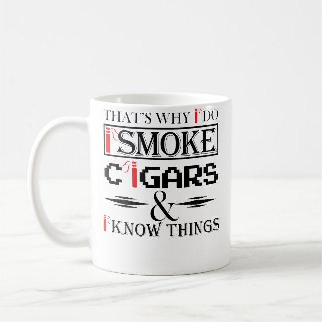 Cigars s With Red Cigar Cute Smoker Men Kaffemugg (Vänster)