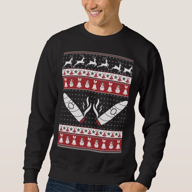 Cigars Ugly jul Sweater Julafton Lång Ärmad Tröja (Framsida)
