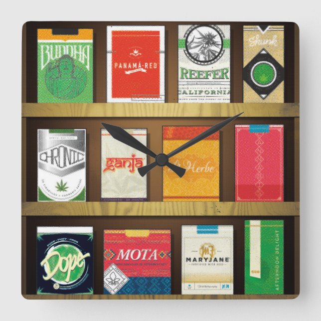 Cigaweed Fyrkantig Klocka (Framsida)