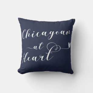 Cikagoan At Heart Throw Cushion, Chicago Kudde