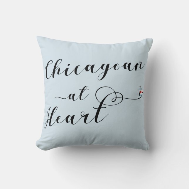 Cikagoan At Heart Throw Cushion, Chicago Kudde (Framsida)